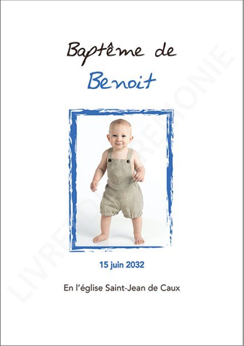 Couverture de livret de baptême "en avant marche"