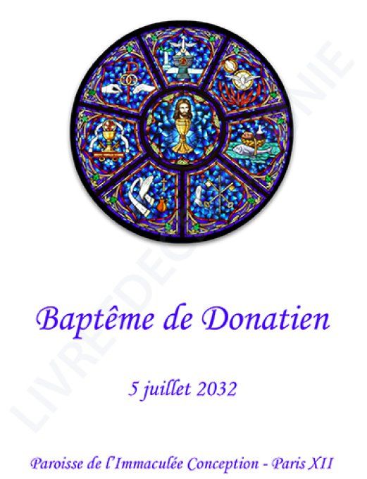 Couverture de livret de baptême vitraux ronds